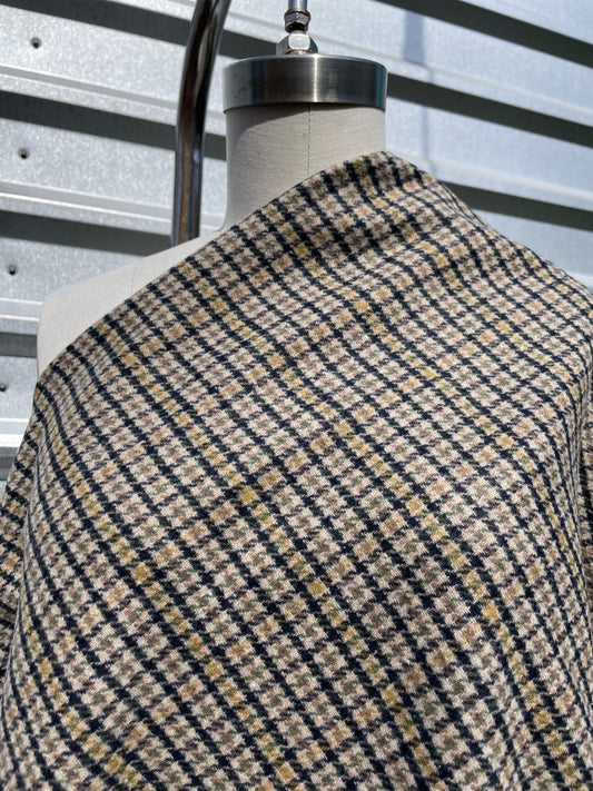 Taupe Olive Cream Brown Plaid Wool Polyester Flannel "Shake That, Oliver"