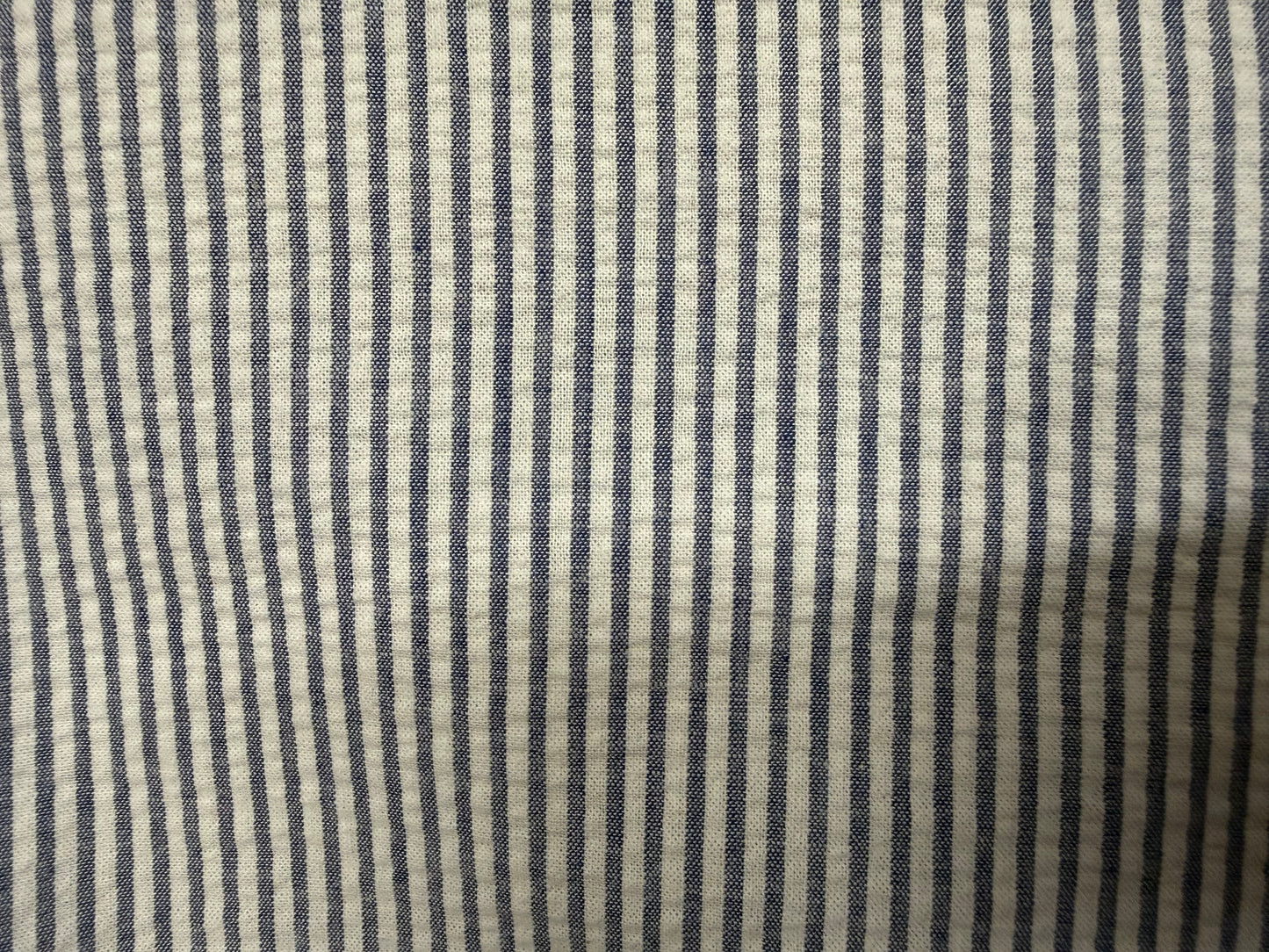 Blue White Stripe Cotton Seersucker Woven “Clam Digger”