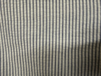 Blue White Stripe Cotton Seersucker Woven “Clam Digger”