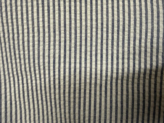 Blue White Stripe Cotton Seersucker Woven “Clam Digger”