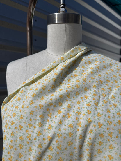 Yellow White Ditsy Rose Calico Floral Print Quilt Cotton "Hazel Dawn"