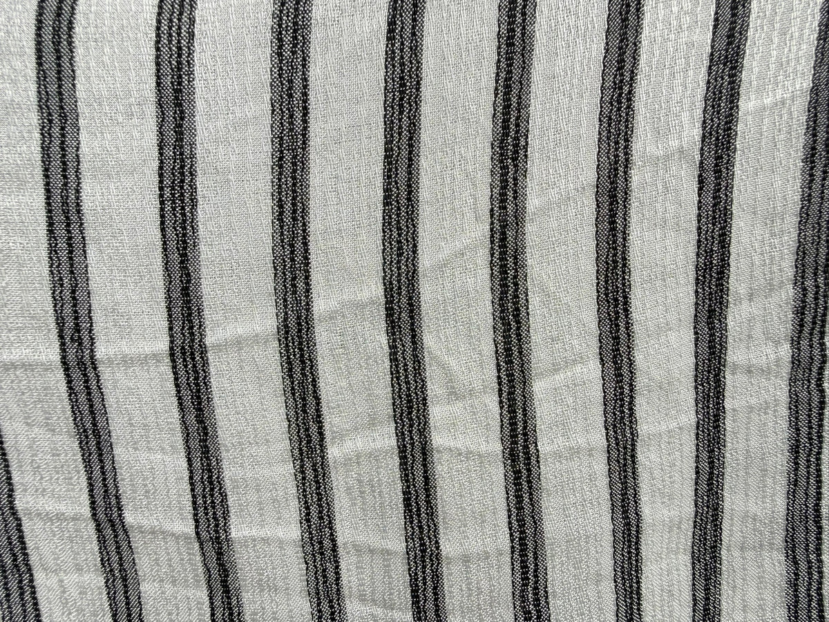 White Black Stripe Rayon Crepe Woven "Rory"