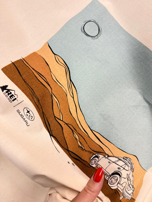 Cream Car Promo Tote Bag Panel Cotton Ripstop “Camp Cut”