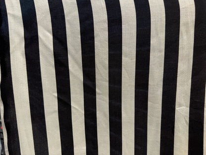 Black Ivory Veritcal 1 Inch Strpe Print Rayon Challis Woven "B.Juice"
