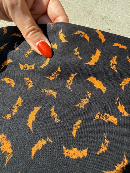 Black Orange Bat Halloween Print Quilt Cotton "Freakin' Bats"