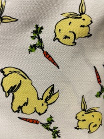 White Yellow Bunny Carrot Cotton Spandex Sateen Woven "Some Bunny"