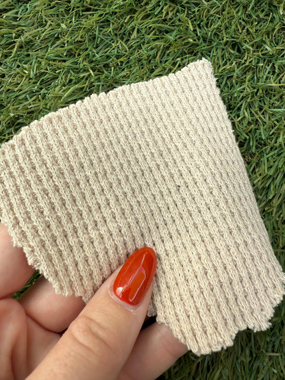 Beige Tan Cotton Thick Waffle Thermal Knit "Iced Latte"