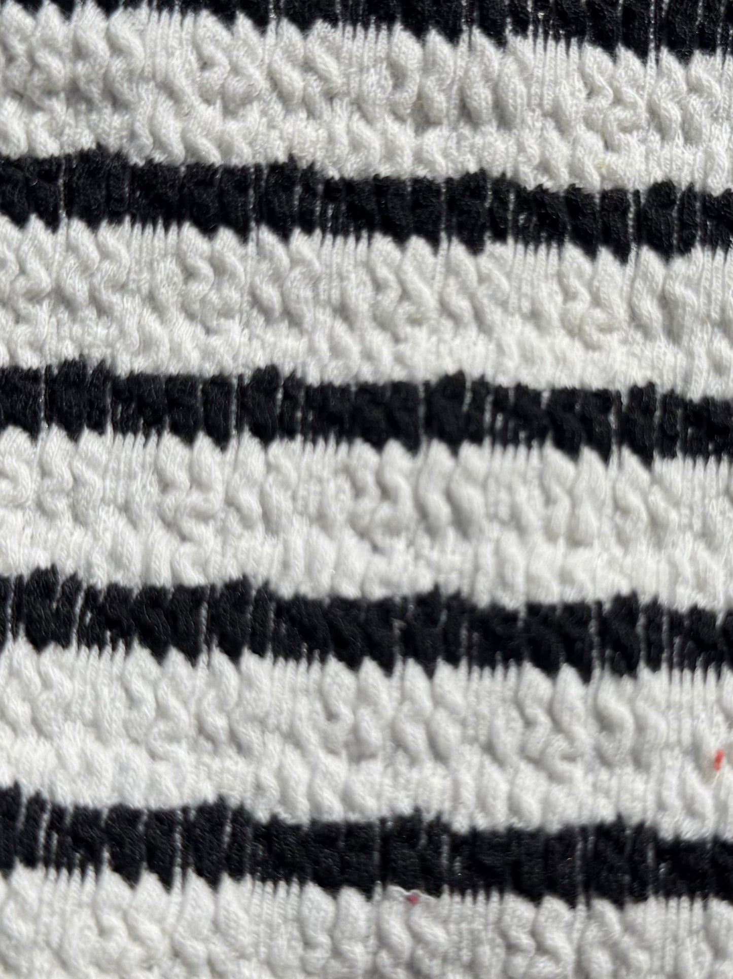 Black White Stripe Smocked Rayon Spandex Knit “Izzy”