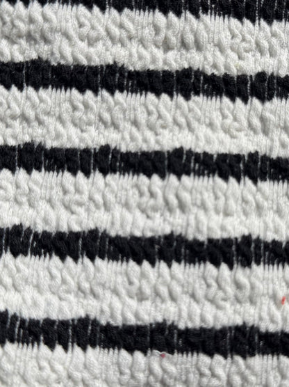Black White Stripe Smocked Rayon Spandex Knit “Izzy”
