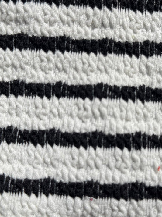 Black White Stripe Smocked Rayon Spandex Knit “Izzy”
