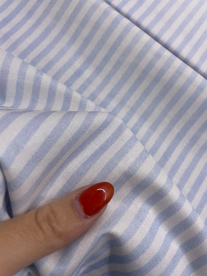 Light blue white Vertical  stripe Quilt Cotton Poplin Woven "Ocean Breeze"