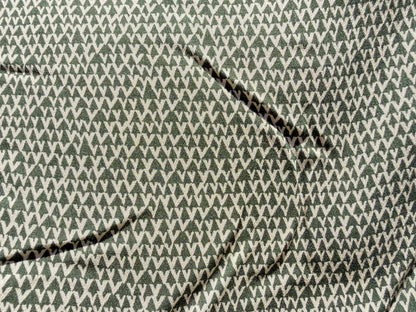 Olive Green Cream Geometric Pattern Print Rayon Crepe Woven "Desert Alps"