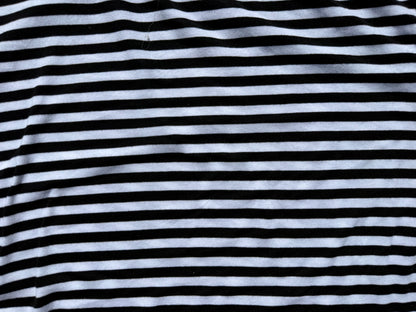 Black White Medium Stripe Cotton 1x1 Baby Rib Jersey Knit “Pirate Life”