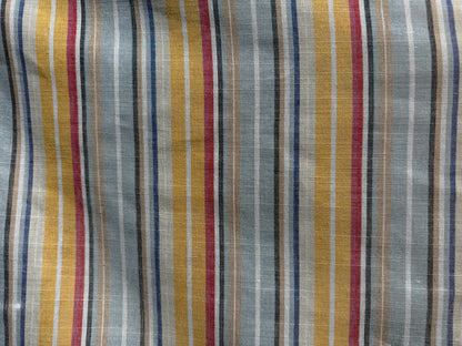 Blue Yellow Blue Red Vertical Stripe Cotton Gauze Woven "Pismo Beach"