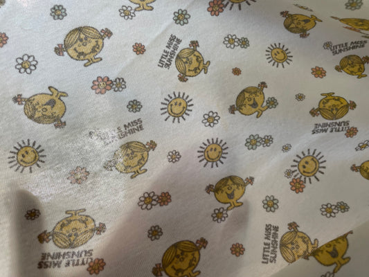 Soft Cotton Baby Rib Jersey Vintage Sunshine Print "Sunshine Livin' "
