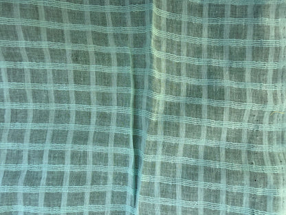 Light Blue  Sheer Plaid Cotton Voile "Window to the Sea"
