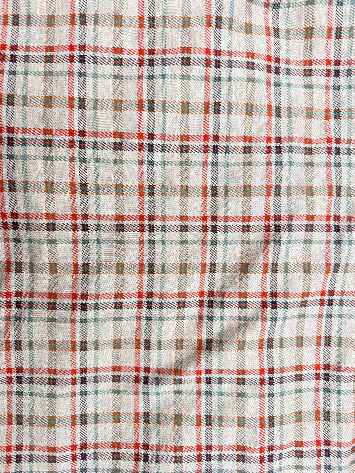 Beige Orange Plaid Polyester Spandex Ponte Knit "Brooklyn '76"