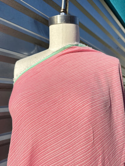 Pink White mini Stripe Cotton Voile Shirting Woven "Josie"