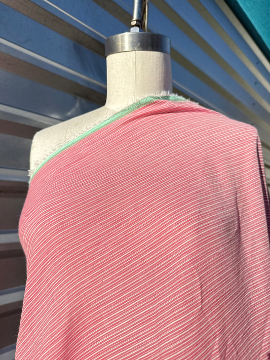 Pink White mini Stripe Cotton Voile Shirting Woven "Josie"