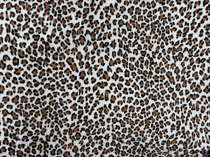 White Orange Black Mini Leopard Print Cotton Rib Knit "Leo Habits"
