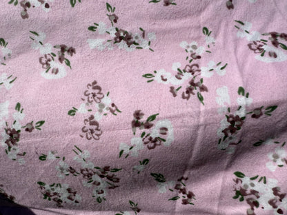 Pink White Green Floral Print Cotton Flannel "Softer Side"