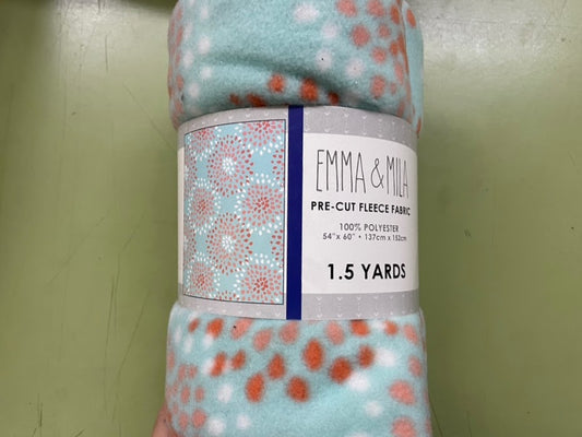 Light Blue Orange Pink White 1.5 Yard Pre-Cut  Polyester Polar Fleece "Pastel Fireworks"