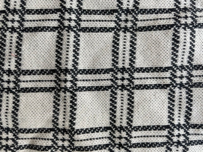 White Black Plaid Polyester Spandex Ponte Knit "Classic Dion"