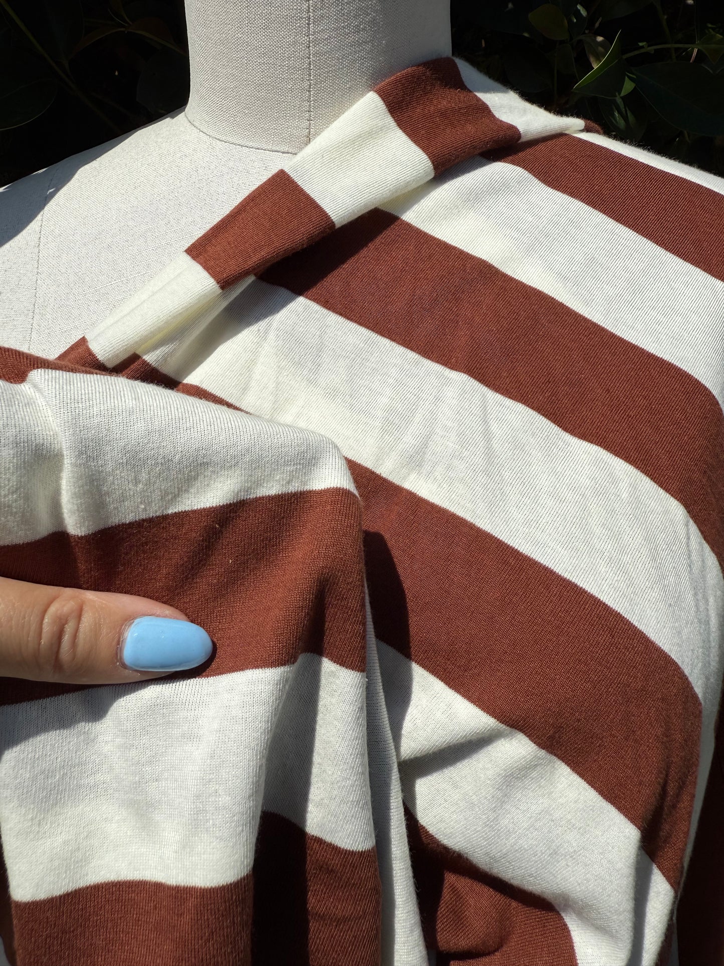 Brown Off-White Large Stripe Cotton Jersey "Chocolate Milk"