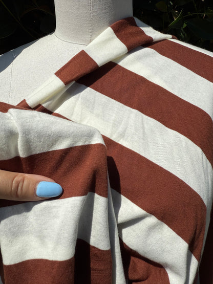 Brown Off-White Large Stripe Cotton Jersey "Chocolate Milk"