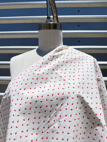 Red White Ditsy Rose Calico Floral Print Quilt Cotton "Rosie"