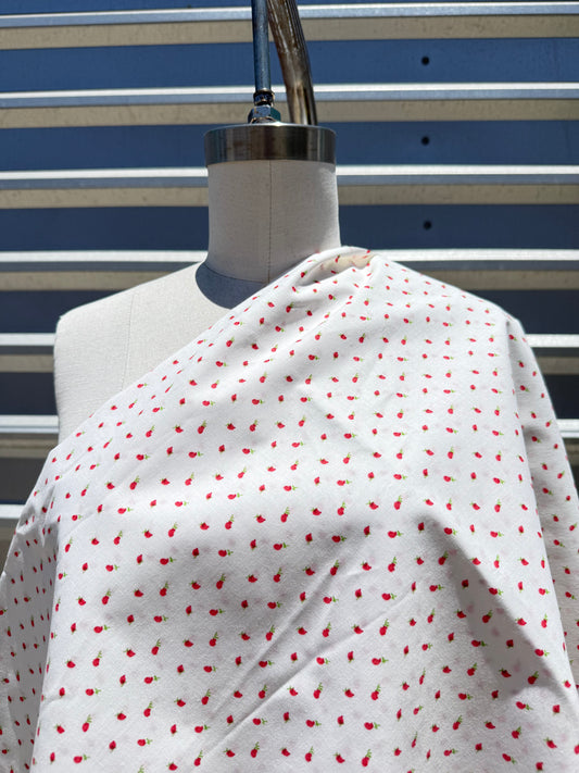 Red White Ditsy Rose Calico Floral Print Quilt Cotton "Rosie"