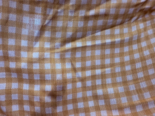 Mini Gingham Yellow White Soft Rayon Crepe "Marigold Picnic"