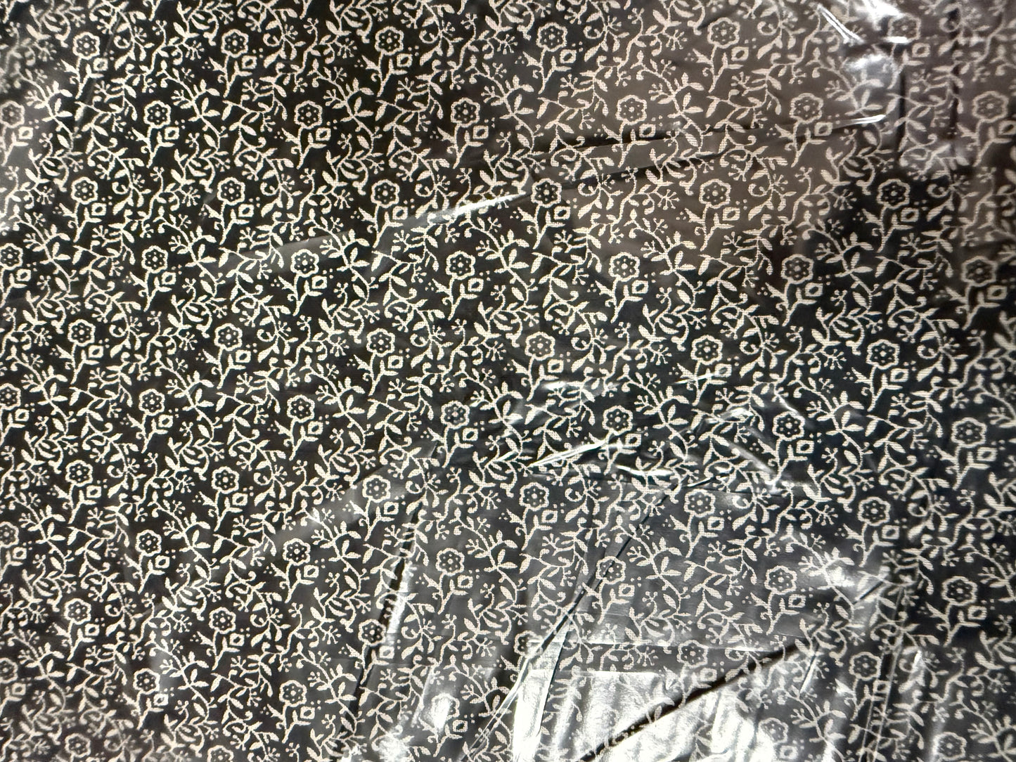 Black White Ditsy Calico Floral Print Quilt Cotton "Midnight Mabel”