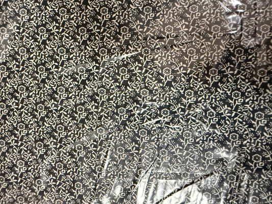 Black White Ditsy Calico Floral Print Quilt Cotton "Midnight Mabel”