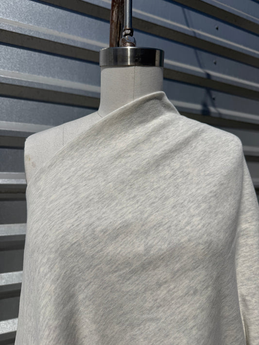 'Half and Half' White Heather Grey Cotton Spandex 1x1 Rib Knit Jersey – Deadstock | Pre-Cut Yardage