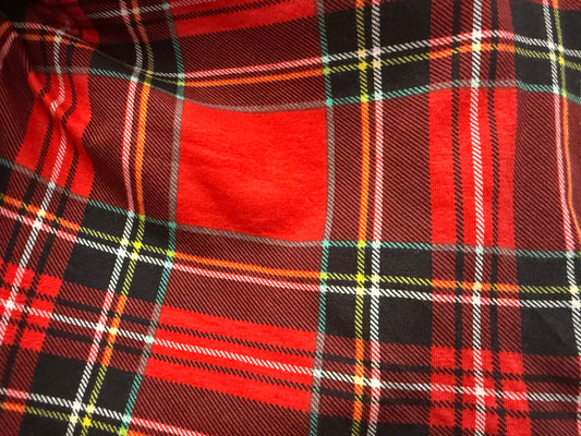 Red Black Tartan Plaid Cotton Spandex Jersey “Sid”