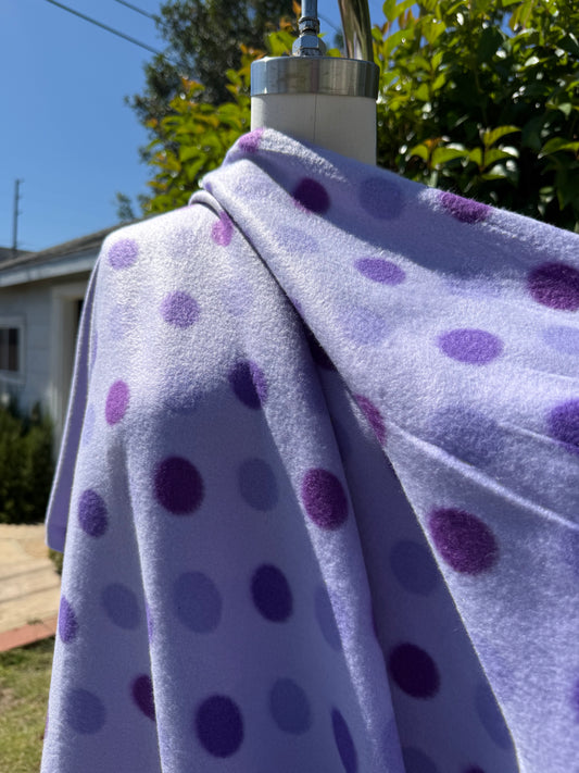 Purple Lavender Polka Dot Print  Polyester Polar Fleece "Polka Poppin"