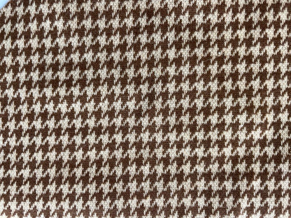 Brown White Houndstooth Polyester Spandex Ponte Knit "Espresso Please"