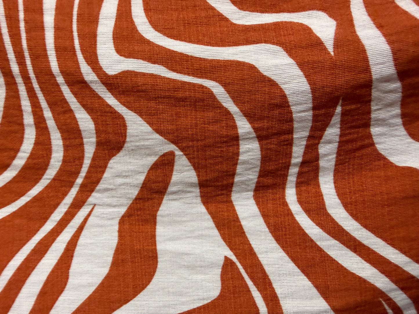 Orange White Zebra Animal  Print Rayon Faille Woven "Sun Tanned Zebra"