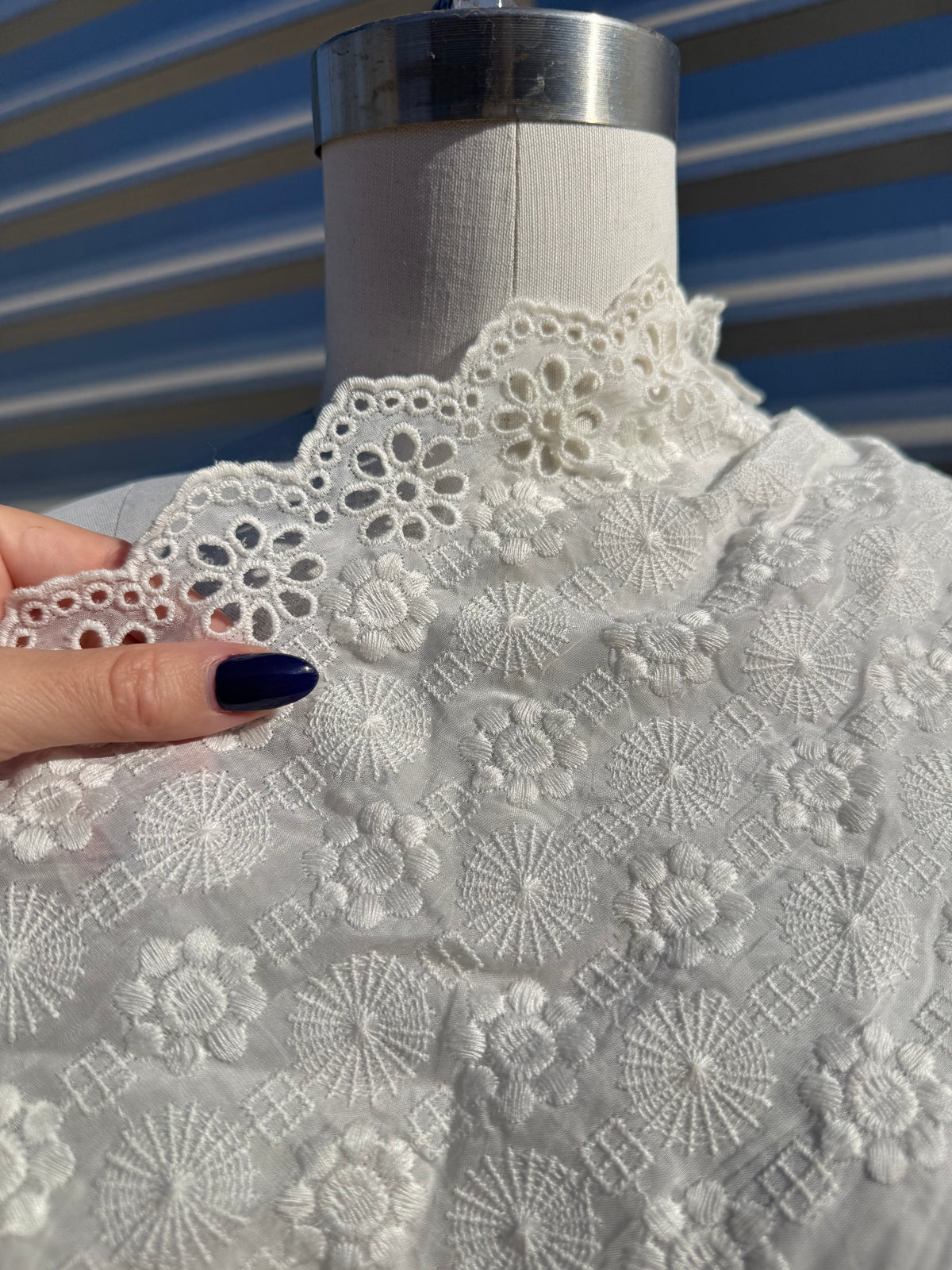 White Embroidered Eyelet Cupro Rayon Woven “Sweet Edge”