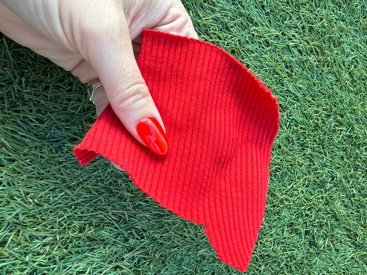 Red 2x1 Rayon Spandex Rib Knit "Cherry Candy”