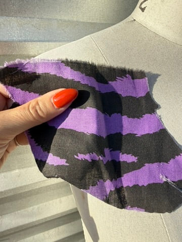 Purple Black Zebra Animal Stripe Cotton Poplin Shirting Woven "Zebra Punk"