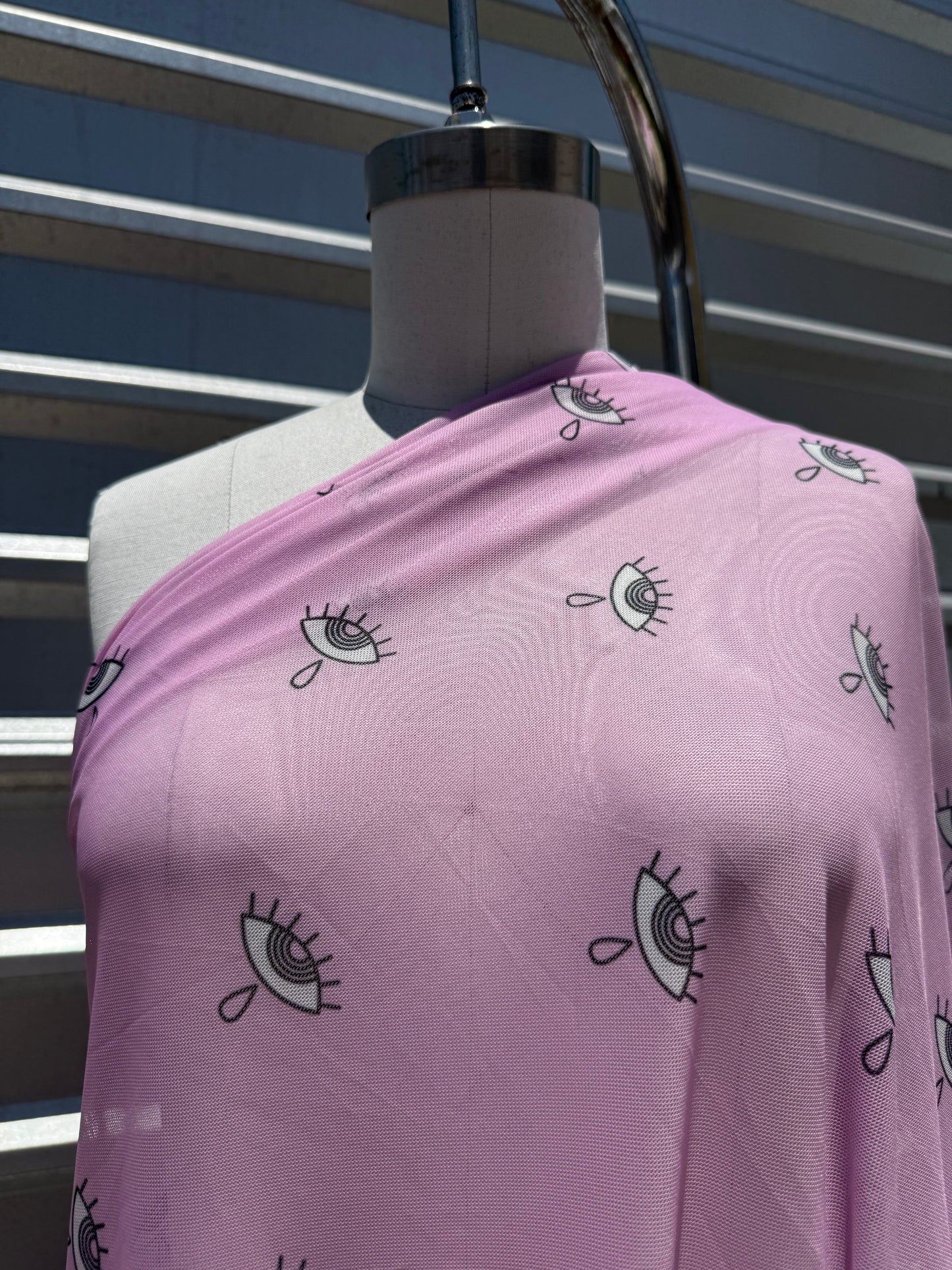 Pink White Black Eye Tear Print Nylon Spandex Mesh “Eye Opening”
