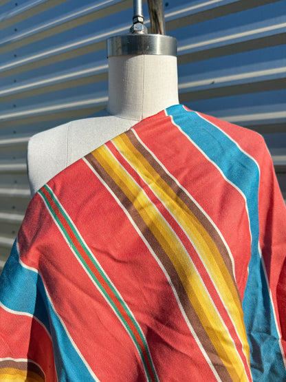 Coral Yellow Blue Stripe Cotton Woven “ Santa Fe Sunset”