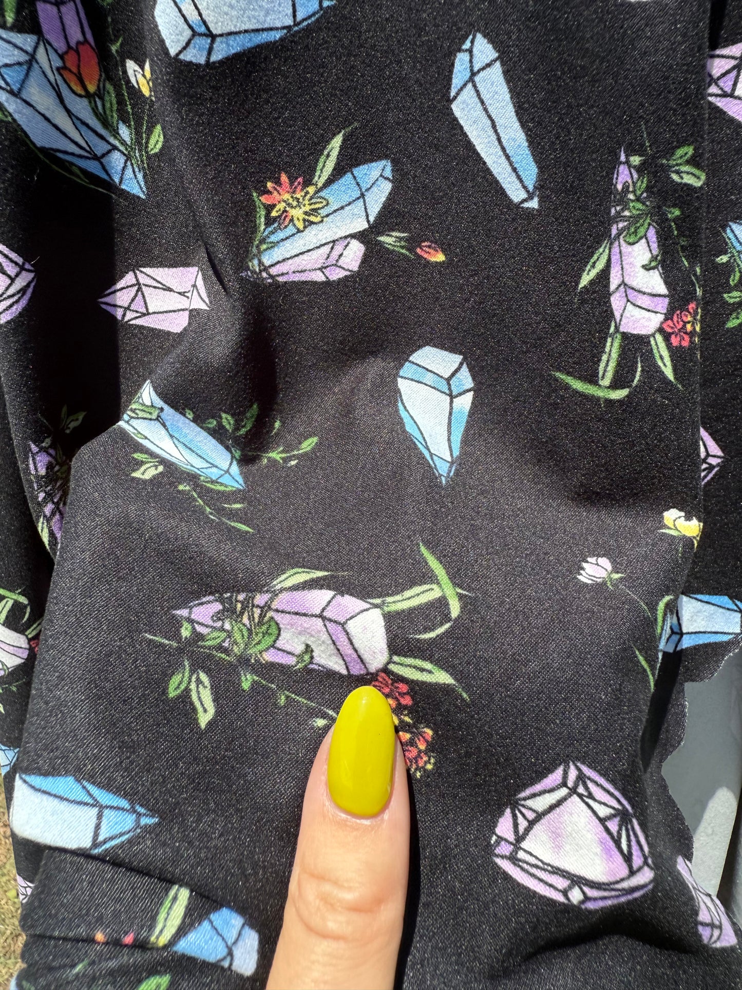 Black Blue Purple Green Crystal Floral Print Polyester Spandex DTY Jersey Crystal Charging"