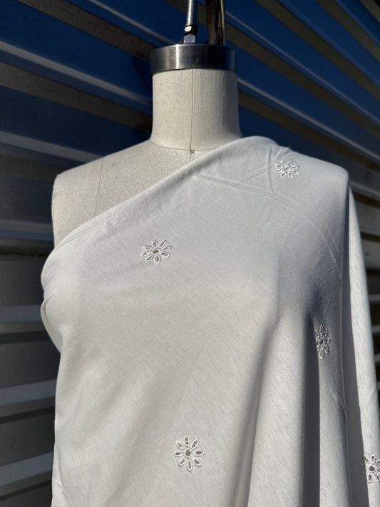 White Eyelet Cotton Jersey "Daisy Dot"