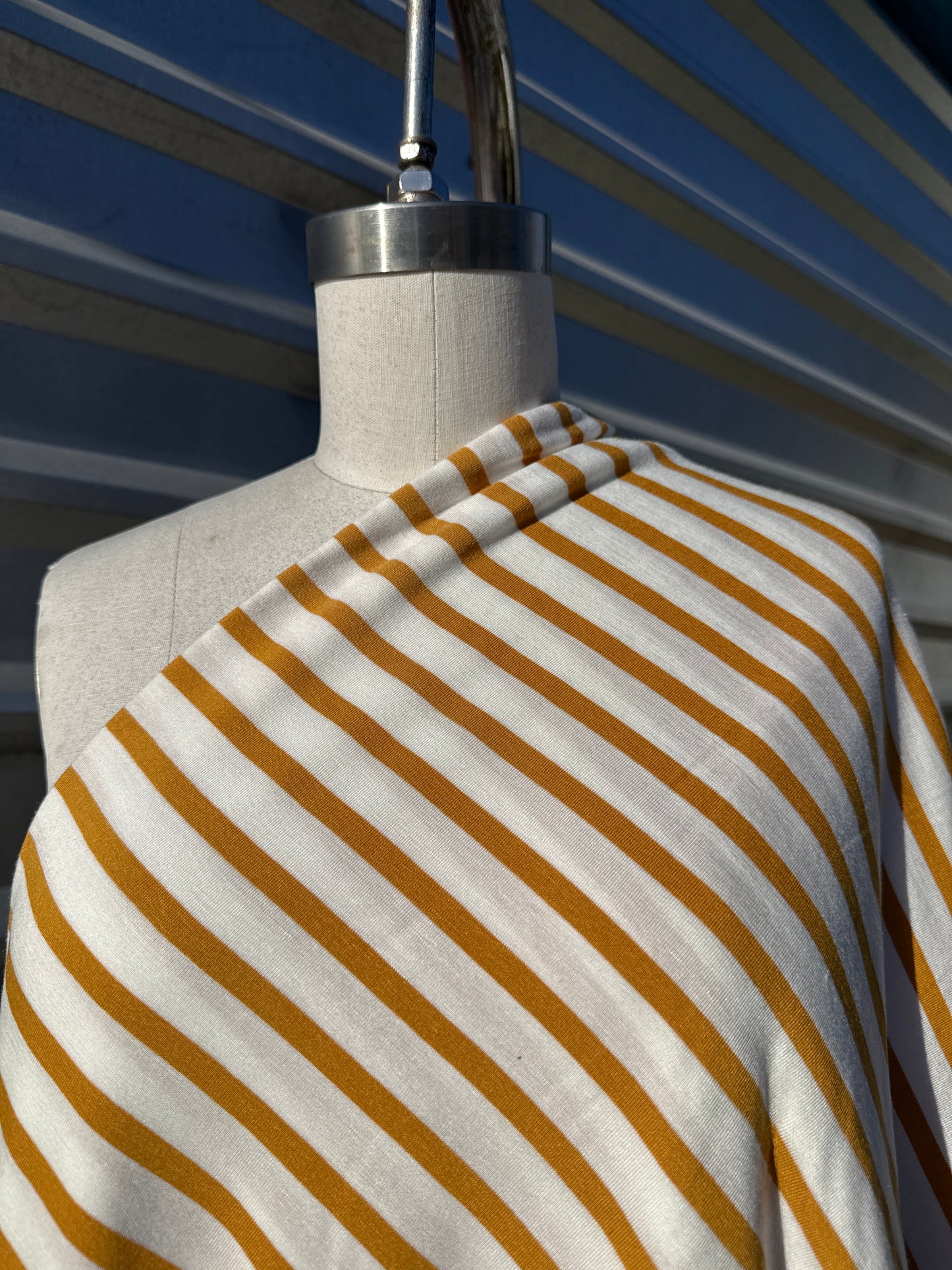 Yellow Gold White Stripe Rayon Spandex Jersey "Goldie"