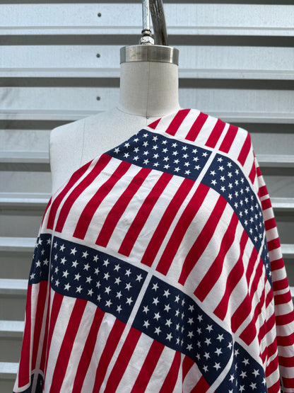 Red Blue White USA Patriotic Star Stripes Vintage Cotton Jersey "Stars N Stripes"