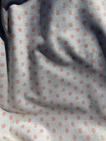 Light Peach White Mini polka Dot crosshatch Quilt Cotton Poplin Woven "Babydoll"