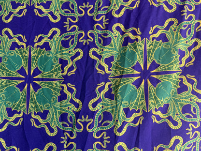 Green Purple Gold Octopus Sea Monster Polyester Crepe “Sea Monster “
